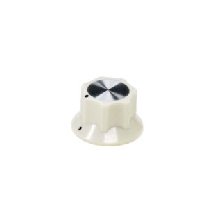 Cream  Fluted Silver Center 26mm, black dots
