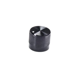 Aluminium knob ripple 20mm black 6mm dot knurled shaft