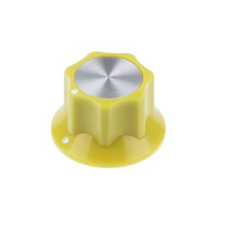 Yellow Fluted Silver Center 26mm, white dots